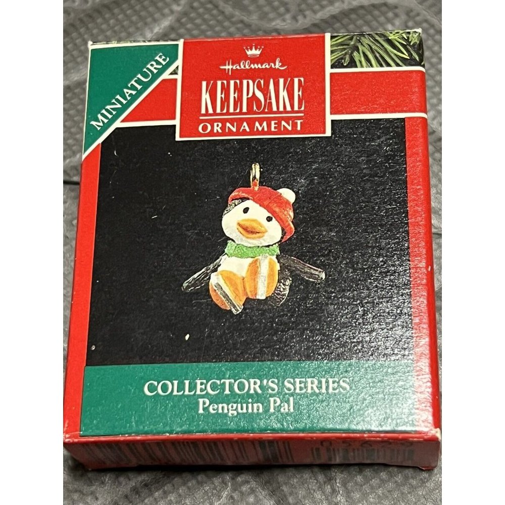 Hallmark Penguin Pal Ornament Miniature 1991 Red Skater Final Series Christmas